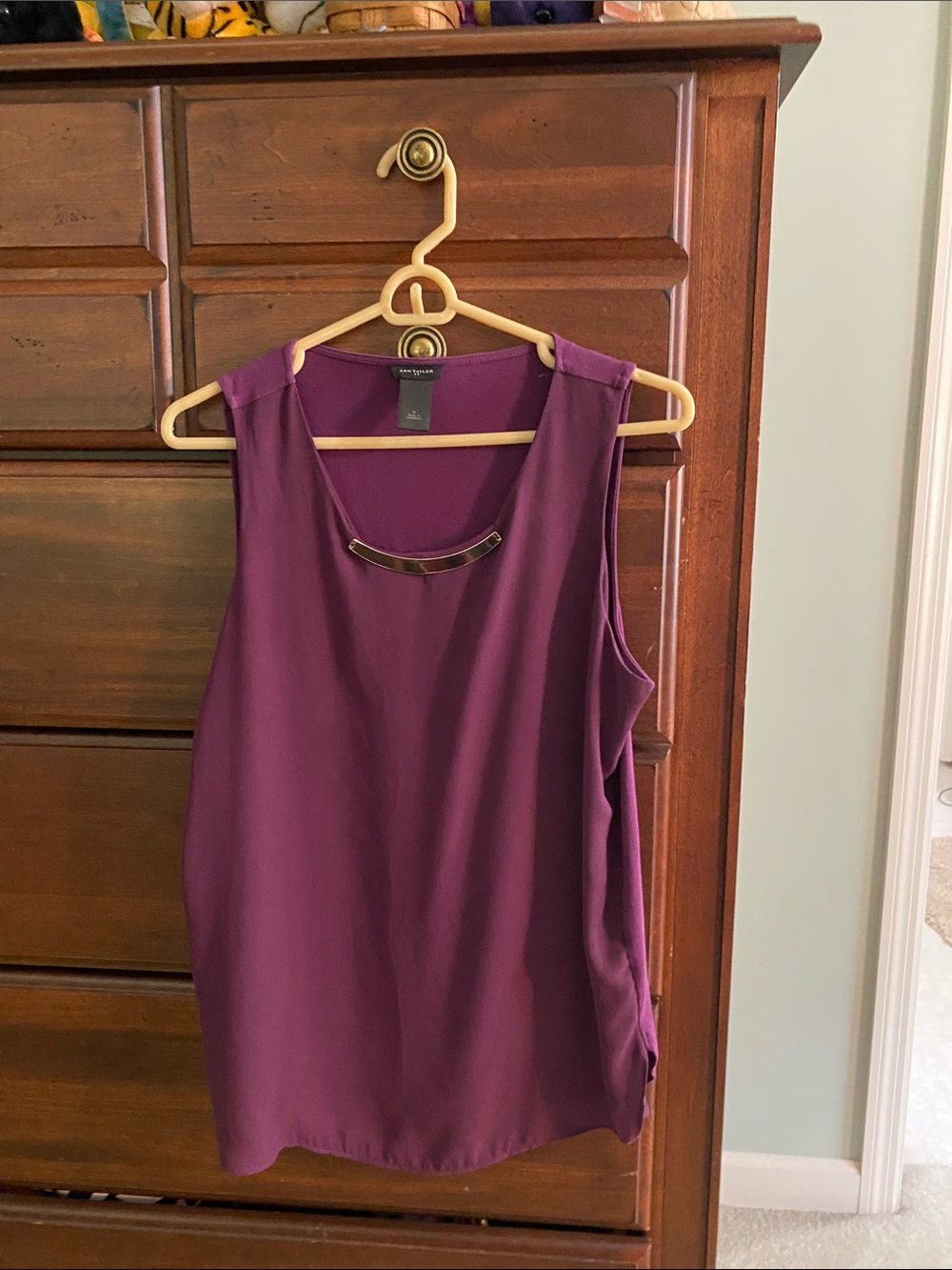 Ann Taylor Purple Sleeveless Camisole with Gold Neck Bar